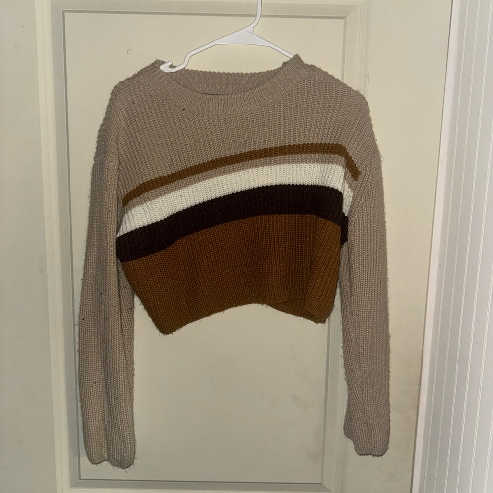 Striped Tan and Brown Women's Sweater
